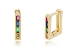 ARGOLA VERA QUADRADA CRAVEJADA COLORS - TAM P | BANHO OURO 18K