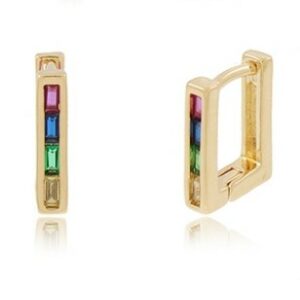 ARGOLA VERA QUADRADA CRAVEJADA COLORS | BANHO OURO 18K