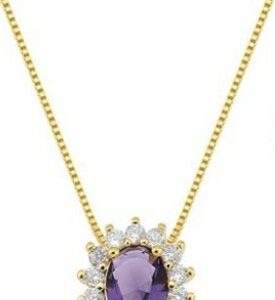 COLAR AMETISTA COM ZIRCÔNIAS | BANHO OURO 18K
