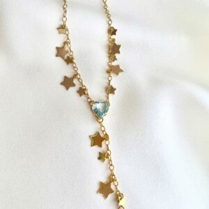 COLAR STAR COM PEDRA FUSION ACQUA | BANHO OURO 18K