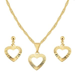 Conjunto Corações Vazados Diamantados | Banho Ouro 18k