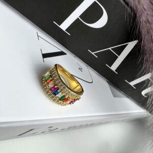 Anel  Dourado Daya com pedras Colors | Banho Ouro 18k