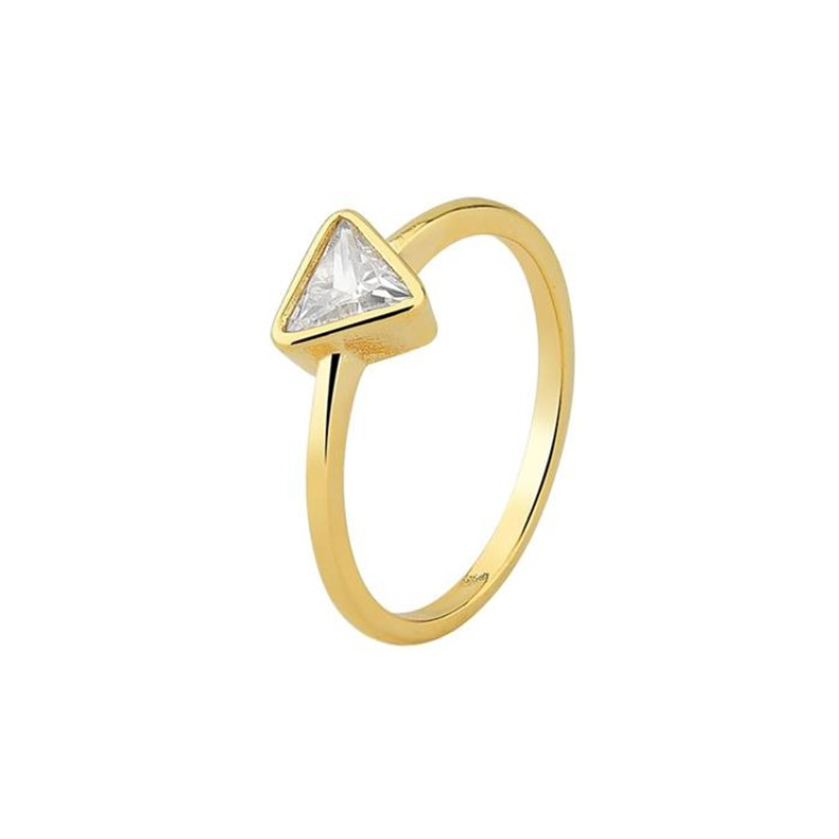 ANEL SOLITÁRIO DOURADO COM TRIANGULO INCOLOR | BANHO DE OURO 18K - Imagem 2
