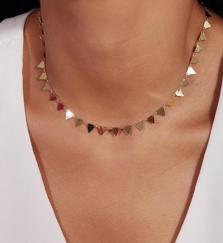 Choker Triangulos lisos / banho ouro - Imagem 2