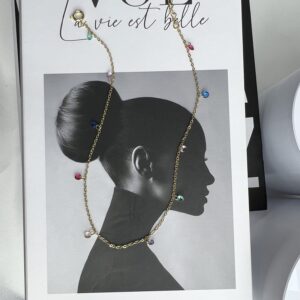 CHOKER DOURADA COM CRISTAIS COLORIDOS | BANHO DE OURO 18K