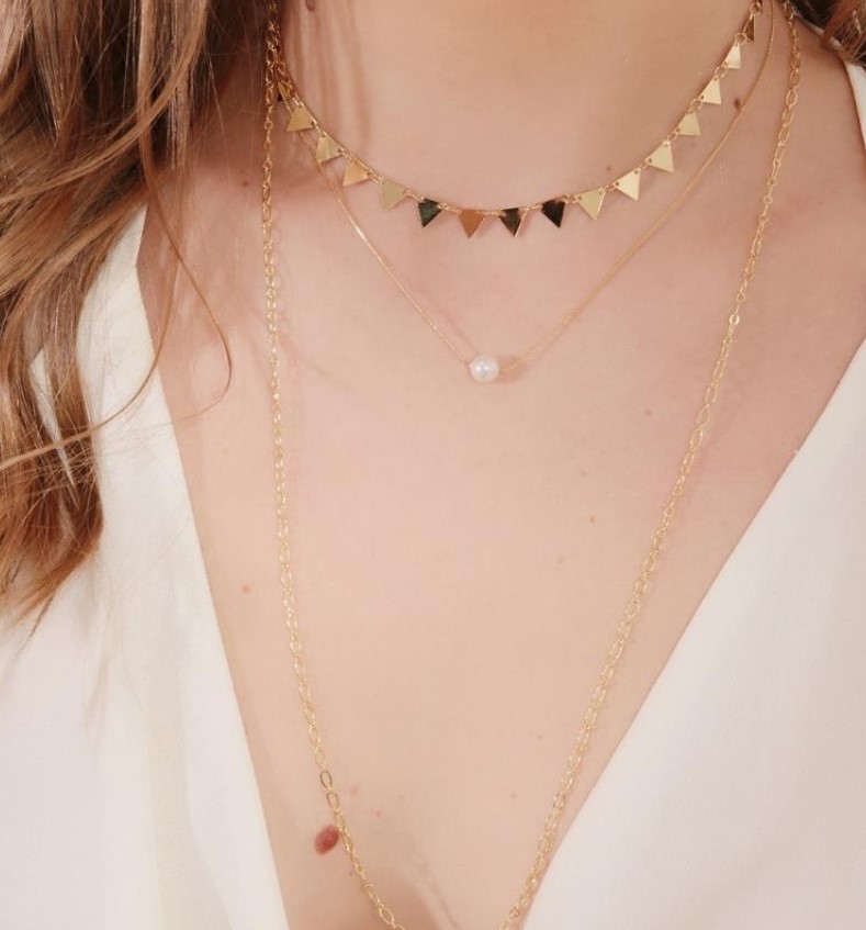 Choker Triangulos lisos / banho ouro - Imagem 3
