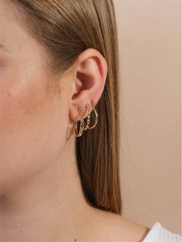 ARGOLA COM PINO ITALIANO TORCIDA | BANHO OURO 18K - Imagem 2