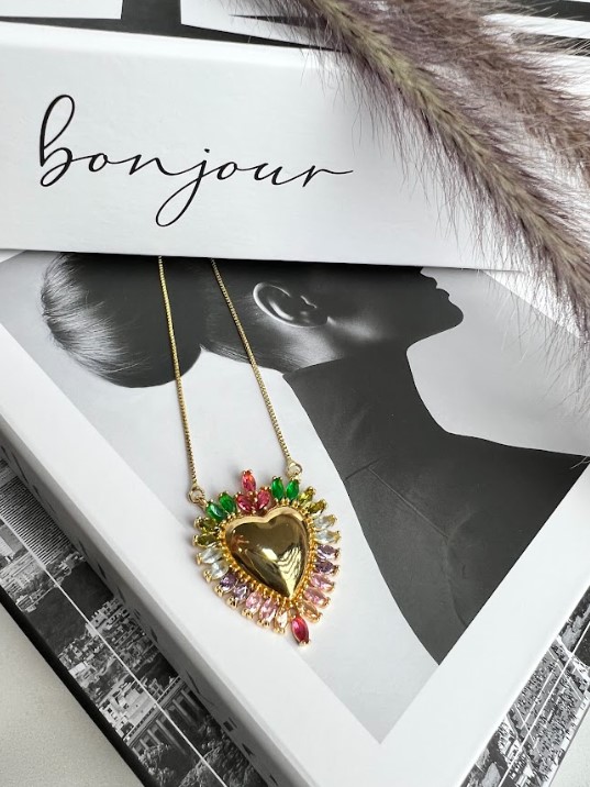 Colar Coração Dourado Colors | Banho 18k