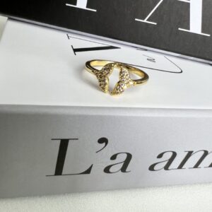 Anel Ajustável Mar Dourado de Zircônias | Banho Ouro 18k