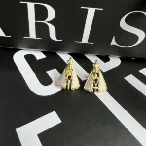 Brinco Nossa Senhora Dourado Detalhe em Prata 925 | Banho Ouro 18k