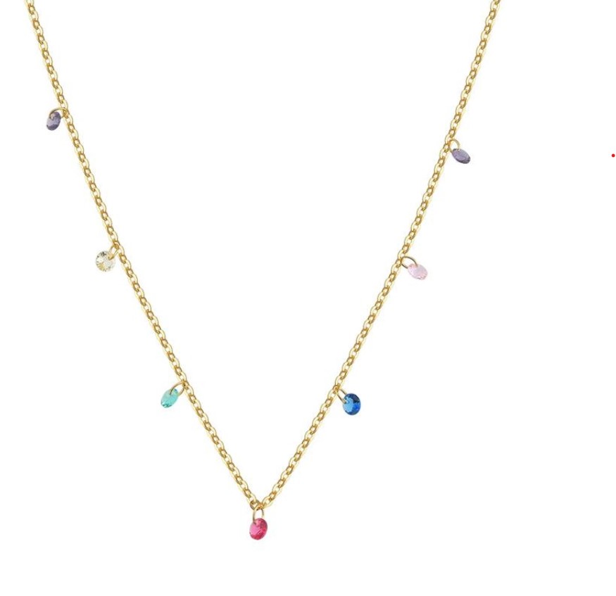 CHOKER DOURADA COM CRISTAIS COLORIDOS | BANHO DE OURO 18K - Imagem 3