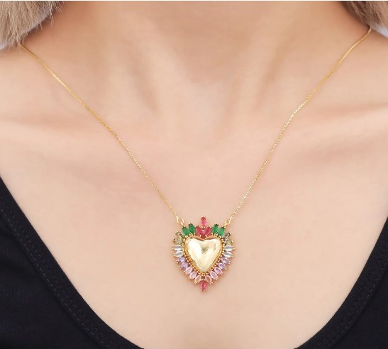 Colar Coração Dourado Colors | Banho 18k - Imagem 2