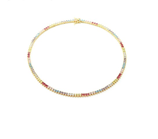 Choker Rivieira Colors de 3 pontas | Banho Ouro 18k - Imagem 3