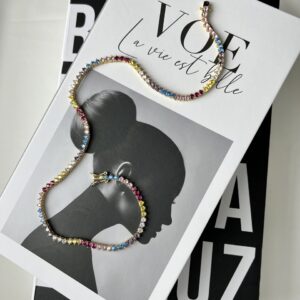 Choker Rivieira Colors de 3 pontas | Banho Ouro 18k