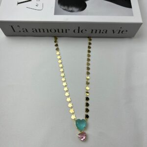 Colar  Amore Acqua e Rose | Banho Ouro 18k