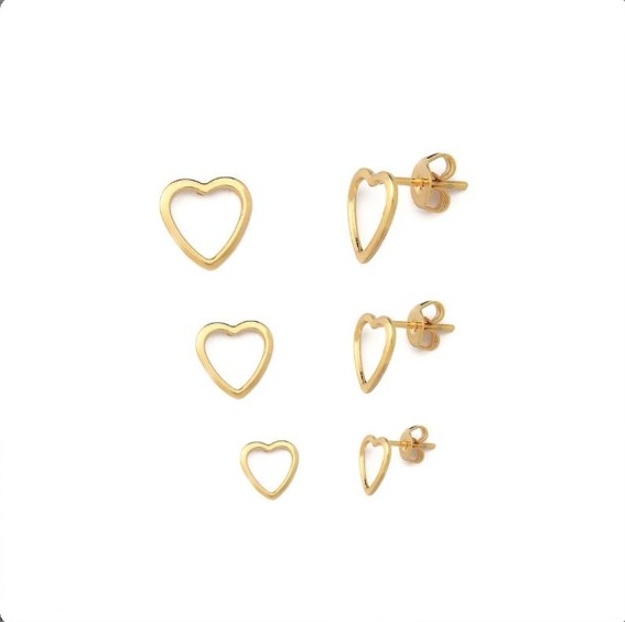 TRIO CORAÇÕES VAZADOS | BANHO DE OURO 18K - Imagem 2