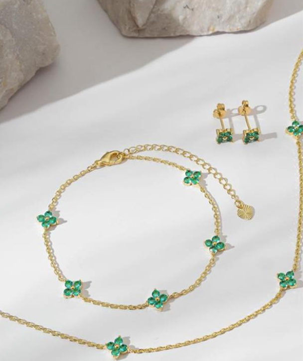 Pulseira Flor Turmalina | Banho Ouro 18k - Imagem 2