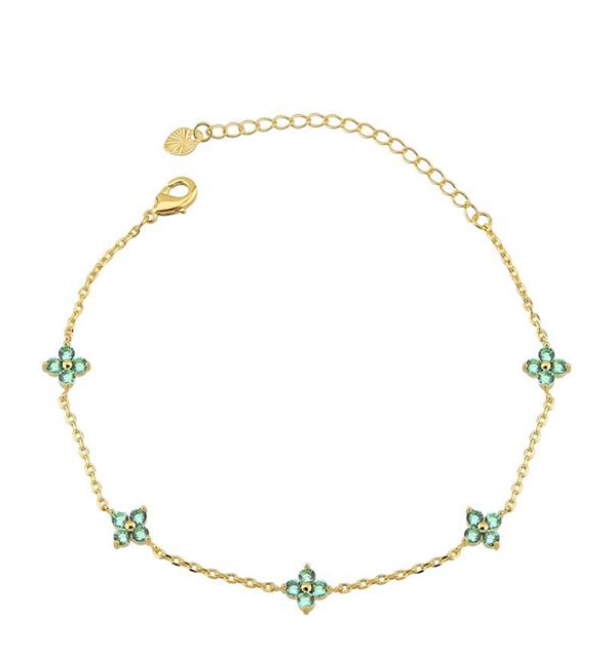 Pulseira Flor Turmalina | Banho Ouro 18k - Imagem 3