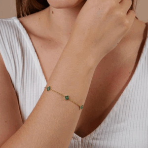 Pulseira Flor Turmalina | Banho Ouro 18k