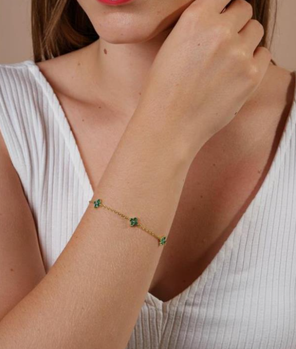 Pulseira Flor Turmalina | Banho Ouro 18k