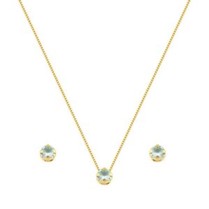 Conjunto Ponto de Luz Aqua | Banho de Ouro 18k