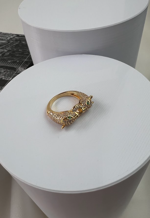 Anel Tiger Duplo Dourado com Zircônias | Banho Ouro 18k | Tam - 16 - Imagem 2