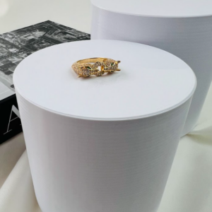 Anel Tiger Duplo Dourado com Zircônias | Banho Ouro 18k | Tam - 16