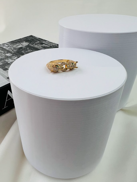 Anel Tiger Duplo Dourado com Zircônias | Banho Ouro 18k | Tam - 16