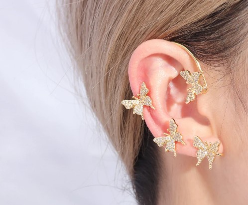 Ear Cuff Dourado Butterfly | Banho Ouro 18k - Imagem 2